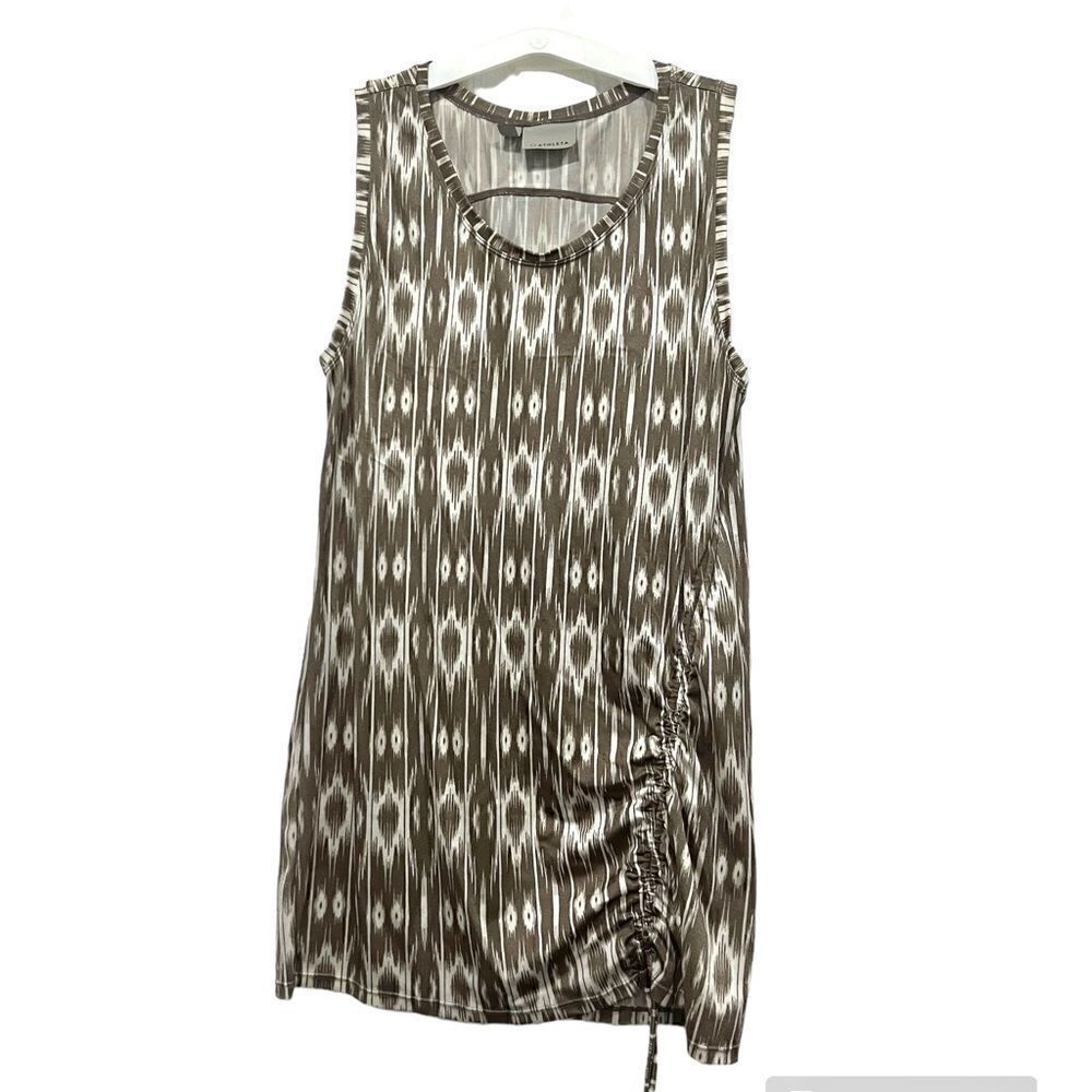Athleta sleeveless side ruched top geometric print size medium